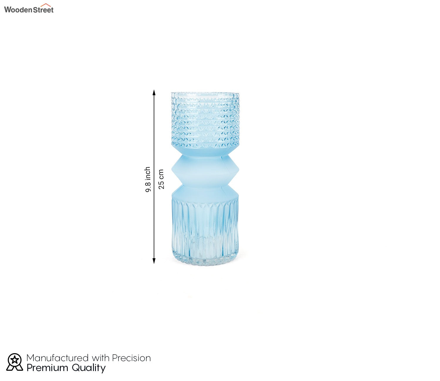 Floral Pottery Glass Vase (Blue)