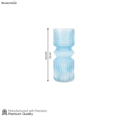 Floral Pottery Glass Vase (Blue)