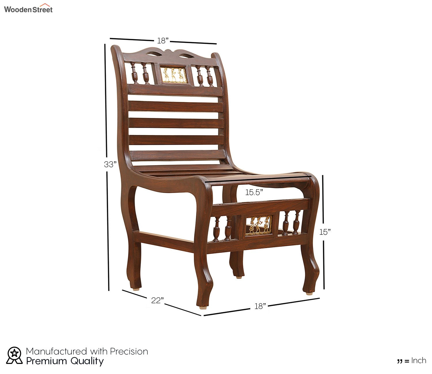 Costa Bench Chair in Striped Wood Pattern created in Walnut Finish Teakwood