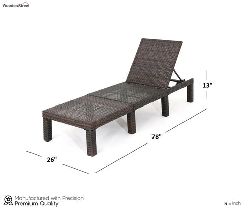 Dark Brown Adjustable Outdoor Patio Lounger With Orange Cushions