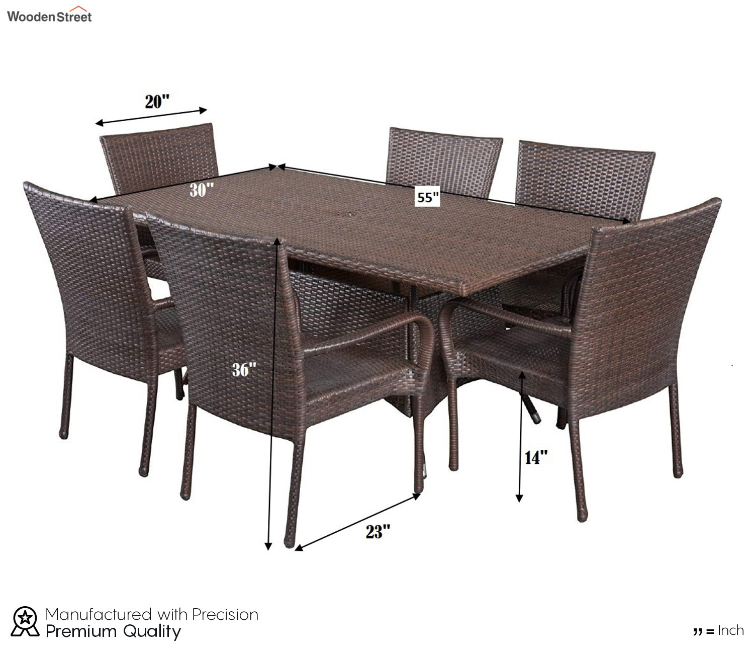 Dark Brown Rattan And Wicker Patio Dinning Set