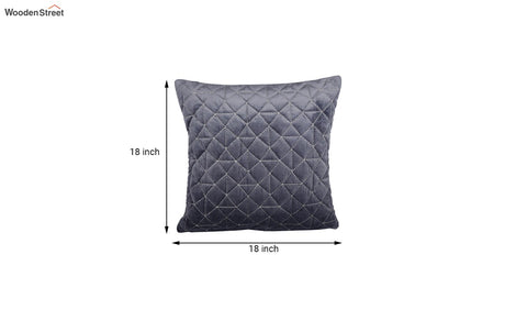 Velvet Quilted Cushion Cover - Set Of 1 (Grey, 18 x 18 inch)