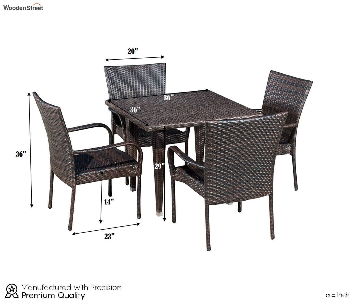 Dark Brown 4 Seater Outdoor Furniture Set