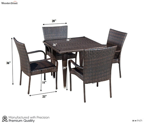 Dark Brown 4 Seater Outdoor Furniture Set