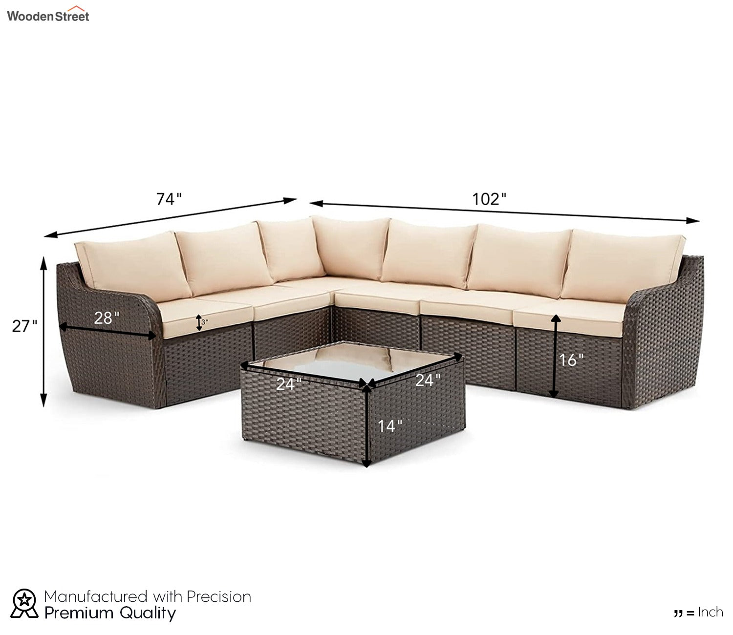Dark Brown Rattan And Wicker Outdoor Furniture Set With Table