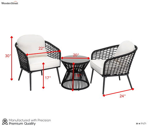 Black Rope 2 Seater With Table And Off-White Cushion Covers