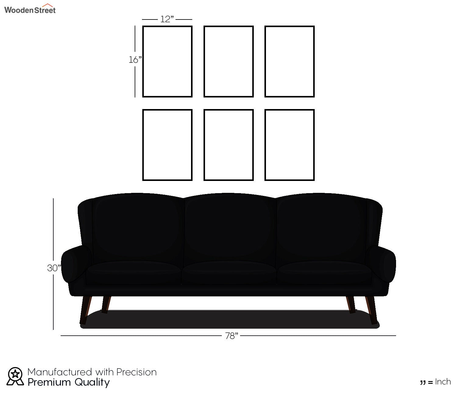 Paris Set of 6 Wall Frame (Rectangle, Black, 12x16, Matte Paper)