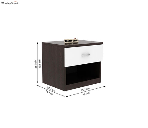 Drewno Bedside Table (Flowery Wenge-Frosty White Finish)