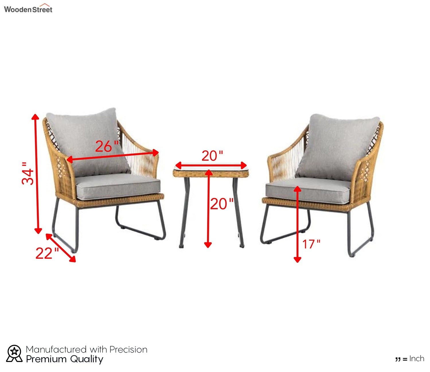 Beige Rattan And Wicker 2 Seater Chair With Table And Grey Cushions Balcony Set