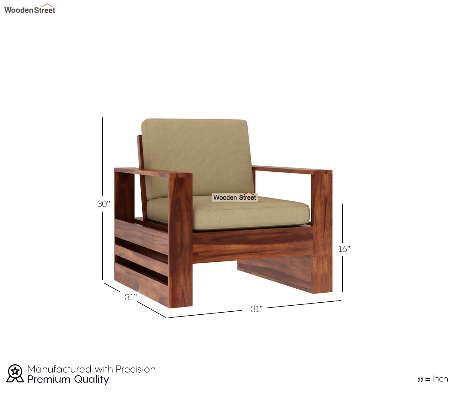 Winster 1 Seater Wooden Sofa (Honey Irish Cream)