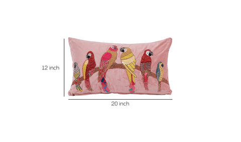 Beaded Sequin Velvet Cushion Covers - Set of 1 (20 x 12 inch, Peach)