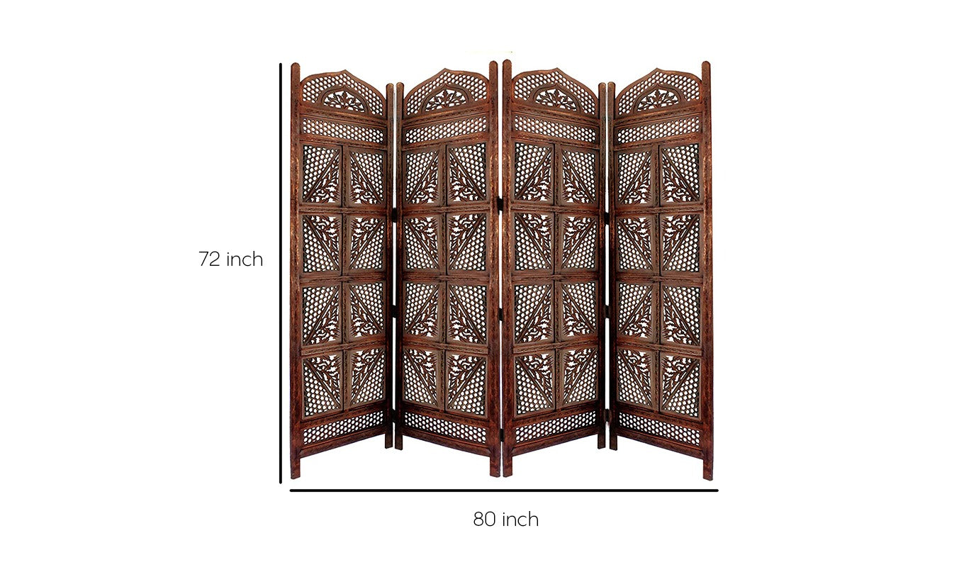 Ziya 4 Panel Carved Wooden Partition
