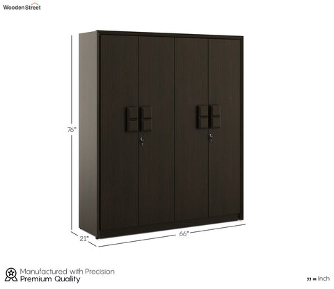 Kosmo Choco 4 Door Wardrobe (Flowery Wenge Finish)