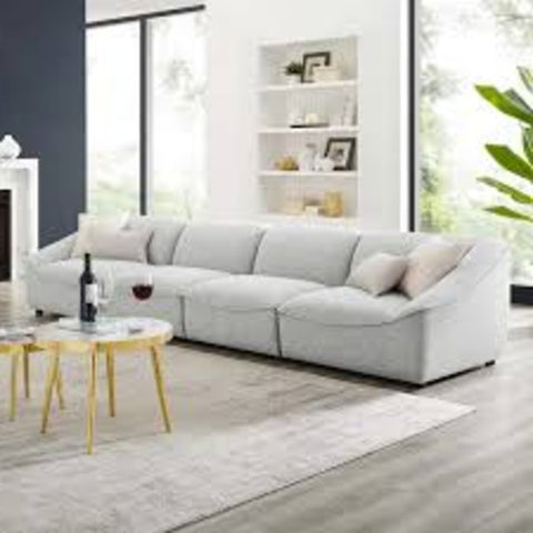 Trueliving Modern Light Four Seater Sofa Leather Finish 76.2D x 177.8W x 76.2H Centimeters