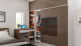 Trueliving 3 Door Sliding Brown wardrobe  in Laminates Finish With Drawers (1524MM X 609MM X 2438.4MM)