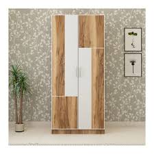 True living 2 Door Fitted Brown wardrobe Laminated Finish & PU Finish with Drawers (3 Ft*2 Ft*8 Ft)