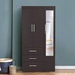 Trueliving 3 Door Walk-in Brown wardrobe  in Laminates Finish With Drawers (1524MM X 609MM X 2438.4MM)