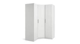 Trueliving 3 Door Corner White wardrobe in Laminates Finish (1524MM X 609MM X 2438.4MM)