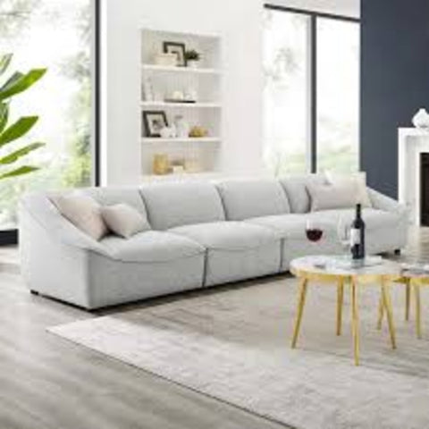 Trueliving Modern Light Four Seater Sofa Leather Finish 76.2D x 177.8W x 76.2H Centimeters