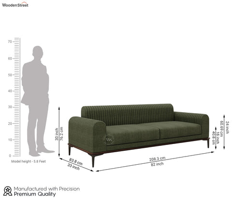 Lorenz 3 Seater Sofa (Cotton, Sage Green)