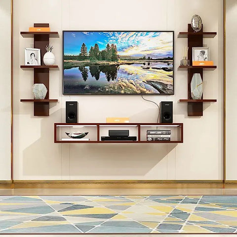 Trueliving Wall-Mounted True Tv Unit with Shelf & Drawers 137.2 L x 33 W x 109.2 H