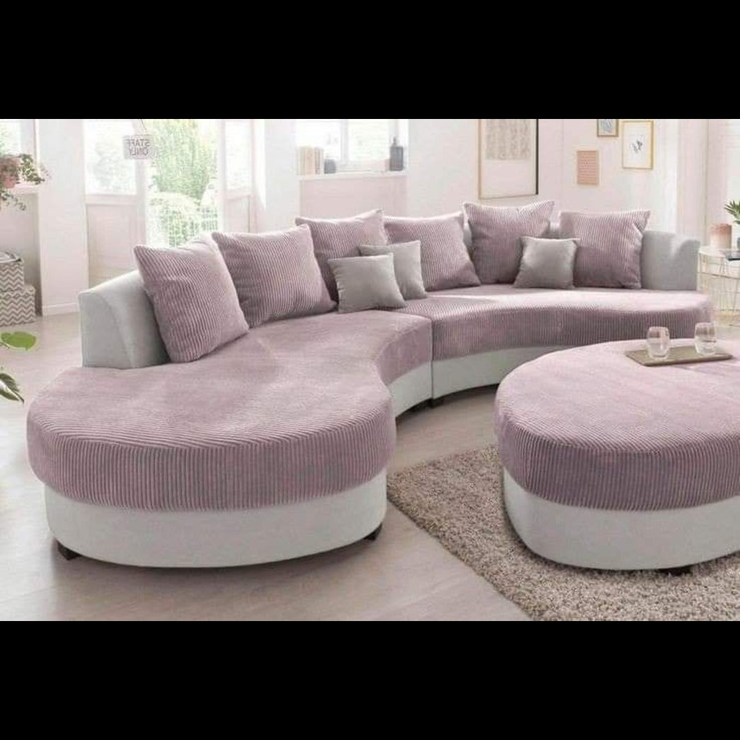 Trueliving Luxurious Light Seven Seater Sofa Velvet Finish 1.77D x 3.6W x 0.84H Meters