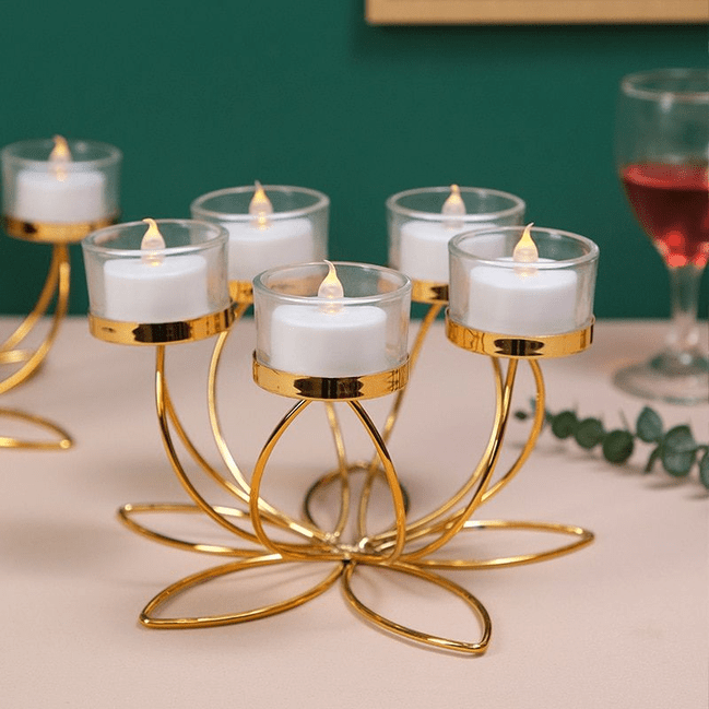 Trueliving Golden Metal Fancy Candle Holder ‎18 CM H To 41 CM H