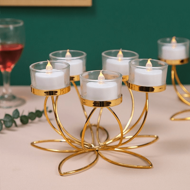 Trueliving Golden Metal Fancy Candle Holder ‎18 CM H To 41 CM H