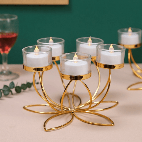 Trueliving Golden Metal Fancy Candle Holder ‎18 CM H To 41 CM H