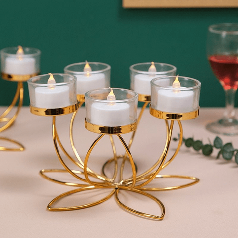 Trueliving Golden Metal Fancy Candle Holder ‎18 CM H To 41 CM H