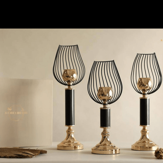 Trueliving Cup Stand Golden Candle Holder ‎18 CM H To 41 CM H