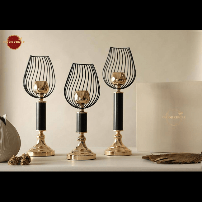 Trueliving Cup Stand Golden Candle Holder ‎18 CM H To 41 CM H