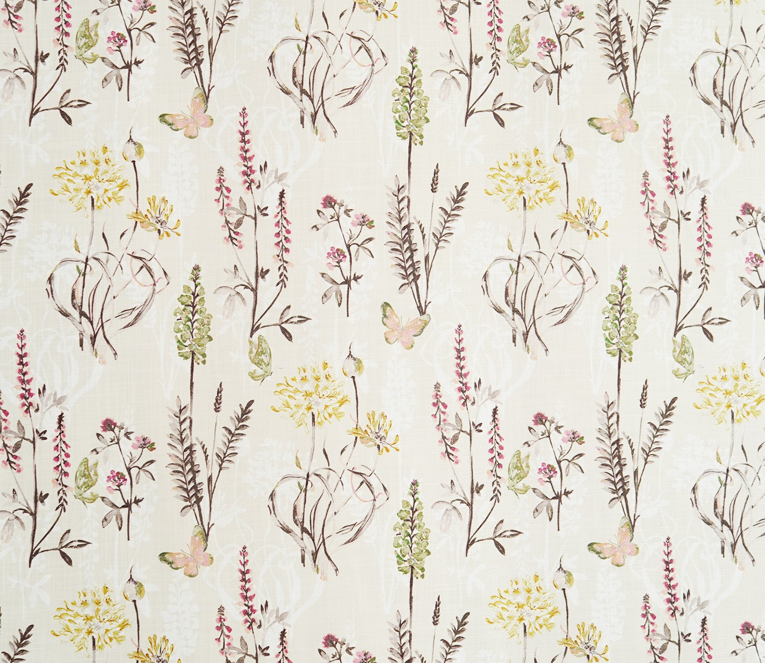 Beige Botanic Mist Floral Print Light-Filtering Door Curtains Set of 2 (Beige, 7 Feet)