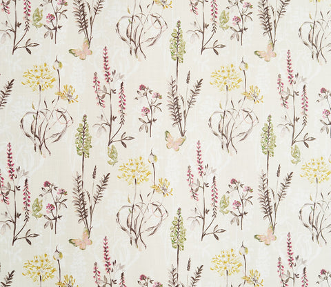 Beige Botanic Mist Floral Print Light-Filtering Door Curtains Set of 2 (Beige, 7 Feet)