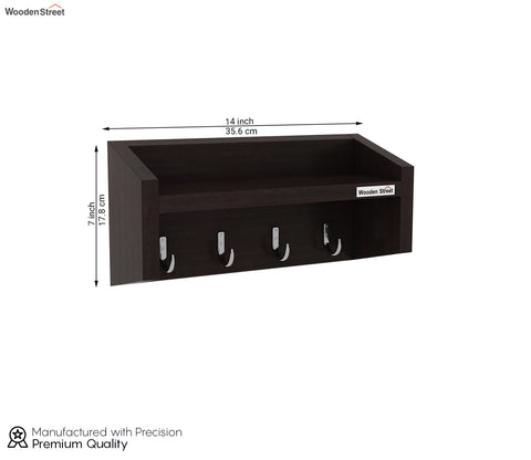 Alex Wall Shelf with Key Holders (Flowery Wenge Finish)