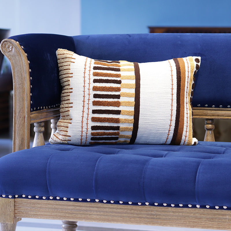 Umber Stripes Embroidered Cushion Cover