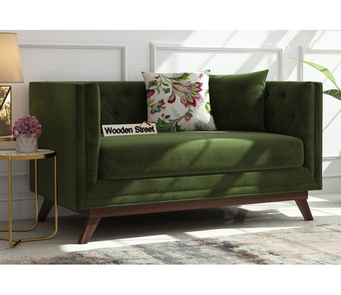 Berlin 2 Seater Sofa (Velvet, Dark Olive Green)