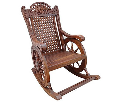 Theo Pure Sheesham Wooden Rocking Chair in Melamine Finish