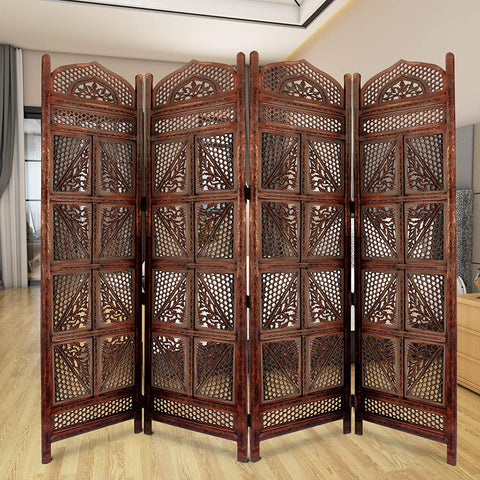 Ziya 4 Panel Carved Wooden Partition