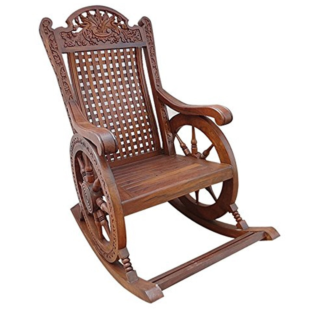 Theo Pure Sheesham Wooden Rocking Chair in Melamine Finish