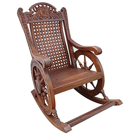 Theo Pure Sheesham Wooden Rocking Chair in Melamine Finish