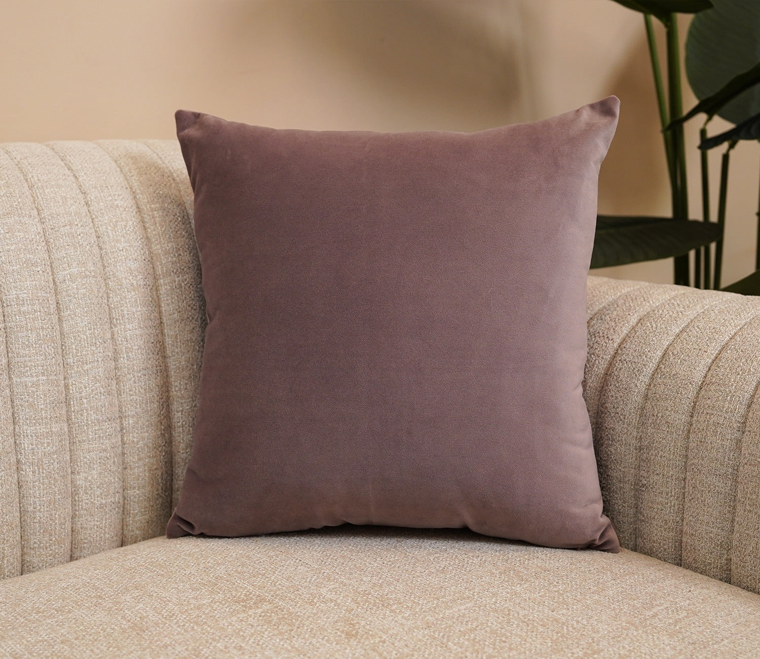 Cupid Velvet Cushion Cover - Pack of 1 (16 x 16 Inch, Salmon Pink)