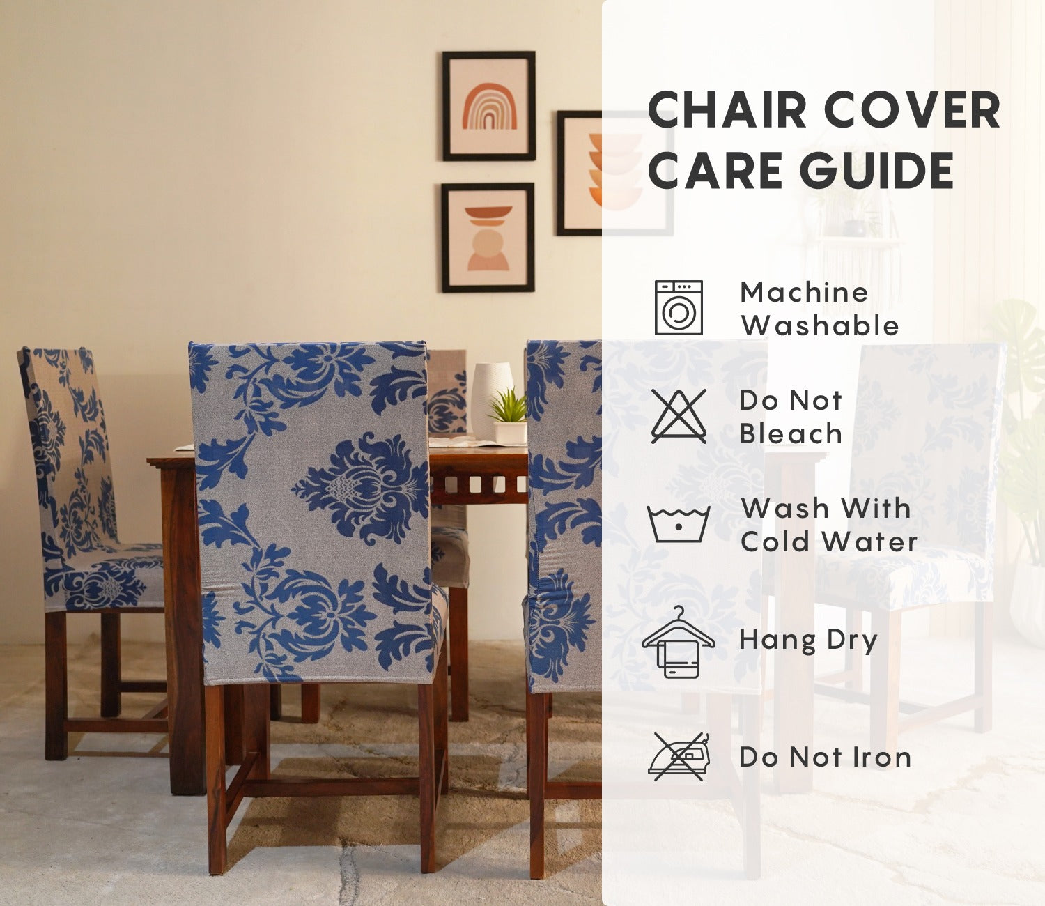 Grace Floral Printed Polyester Spandex 1 Piece Chair Cover (Blue)