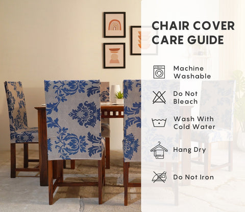 Grace Floral Printed Polyester Spandex 1 Piece Chair Cover (Blue)