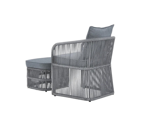 Grey Rope 1 Seater With Table Ottoman And Grey Cushions