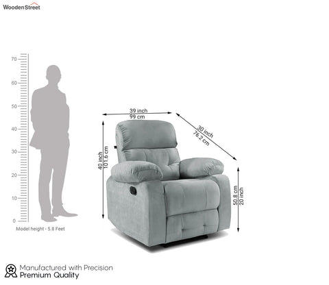 Vivian Fabric 1 Seater Manual Recliner Chair (Grey)