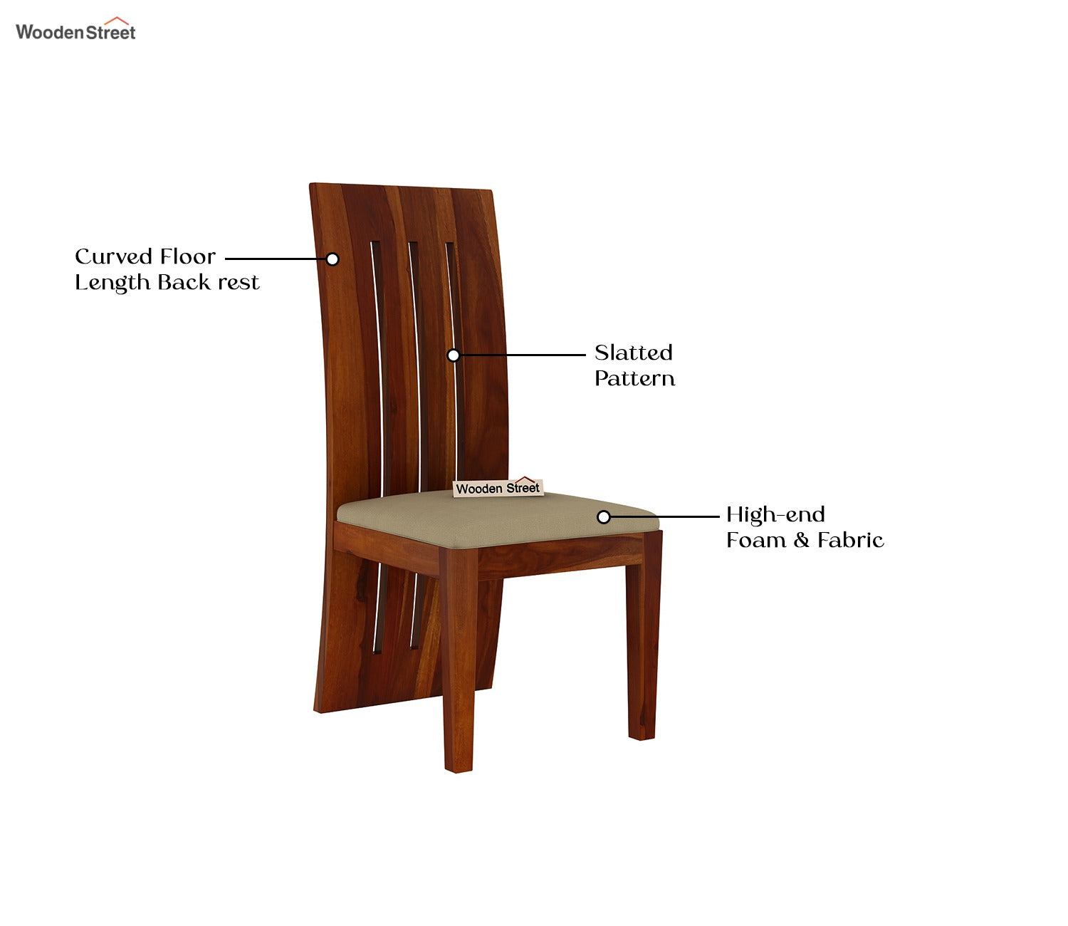 Wertex 6 Seater Dining Set with Wertex Table and Nancy Chair (Honey Finish)