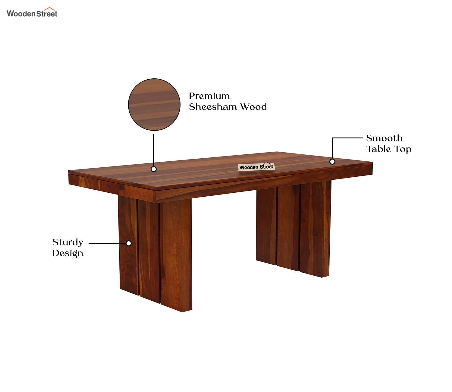Wertex 6 Seater Dining Table (Honey Finish)