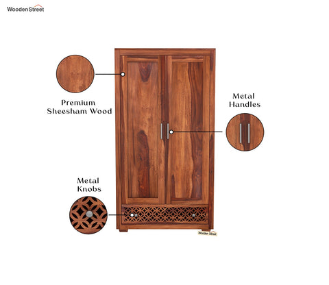 Cambrey Sheesham Wood Double Door Wardrobe (Honey Finish)