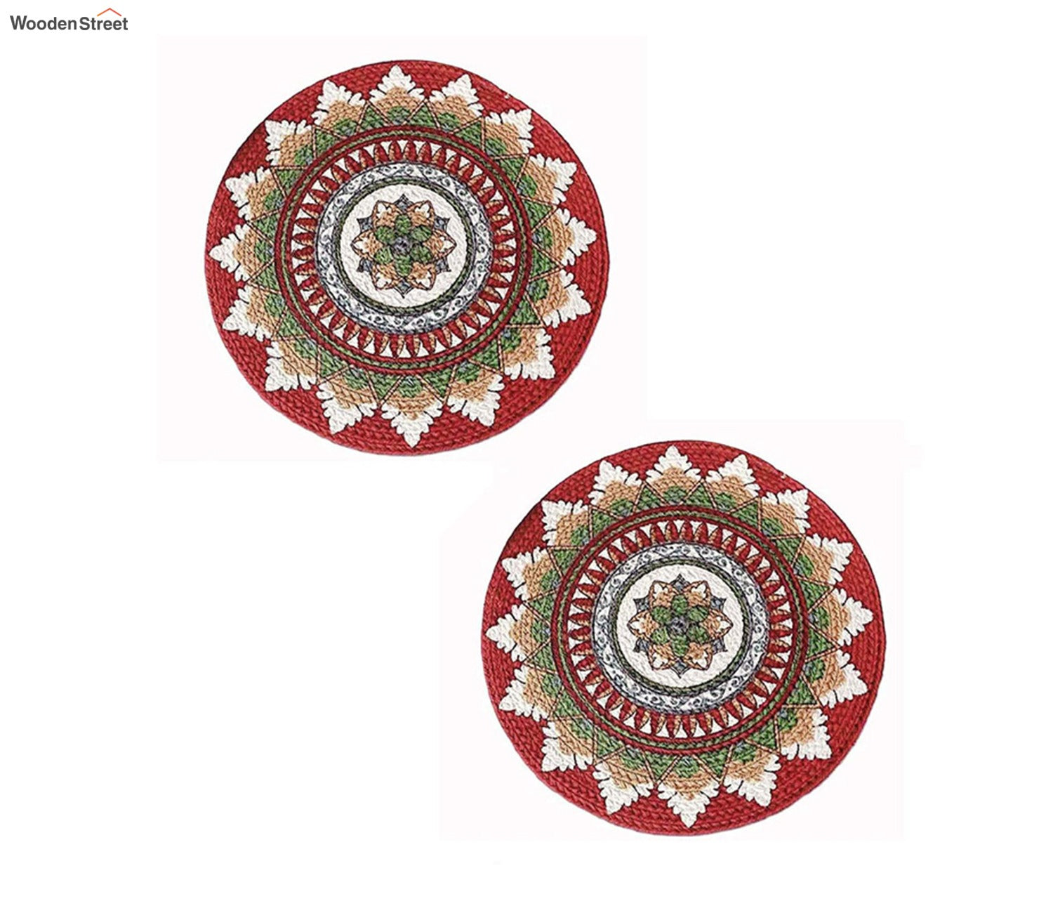 Multicolour Cotton Braided Round Table Placemats - Set of 6